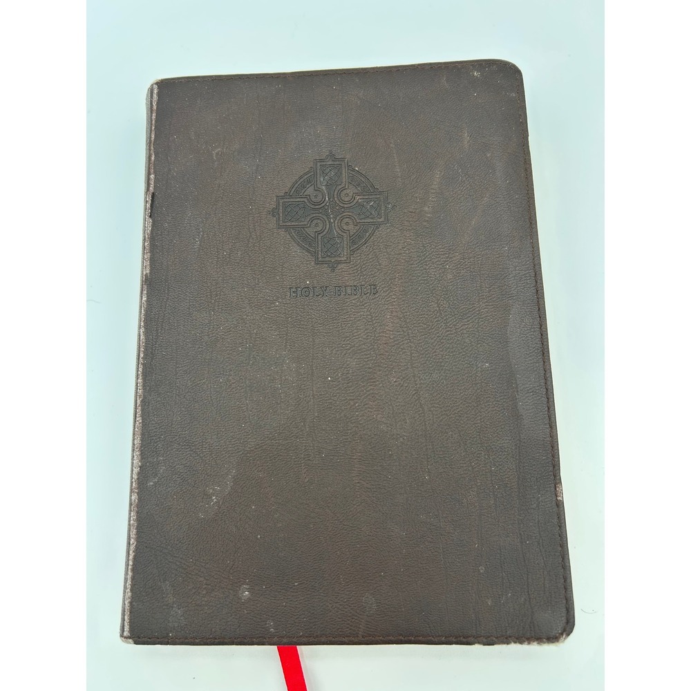 Tyndale NLT Holy Bible Slimline Reference Brown Good Celtic Cross NLT Bible